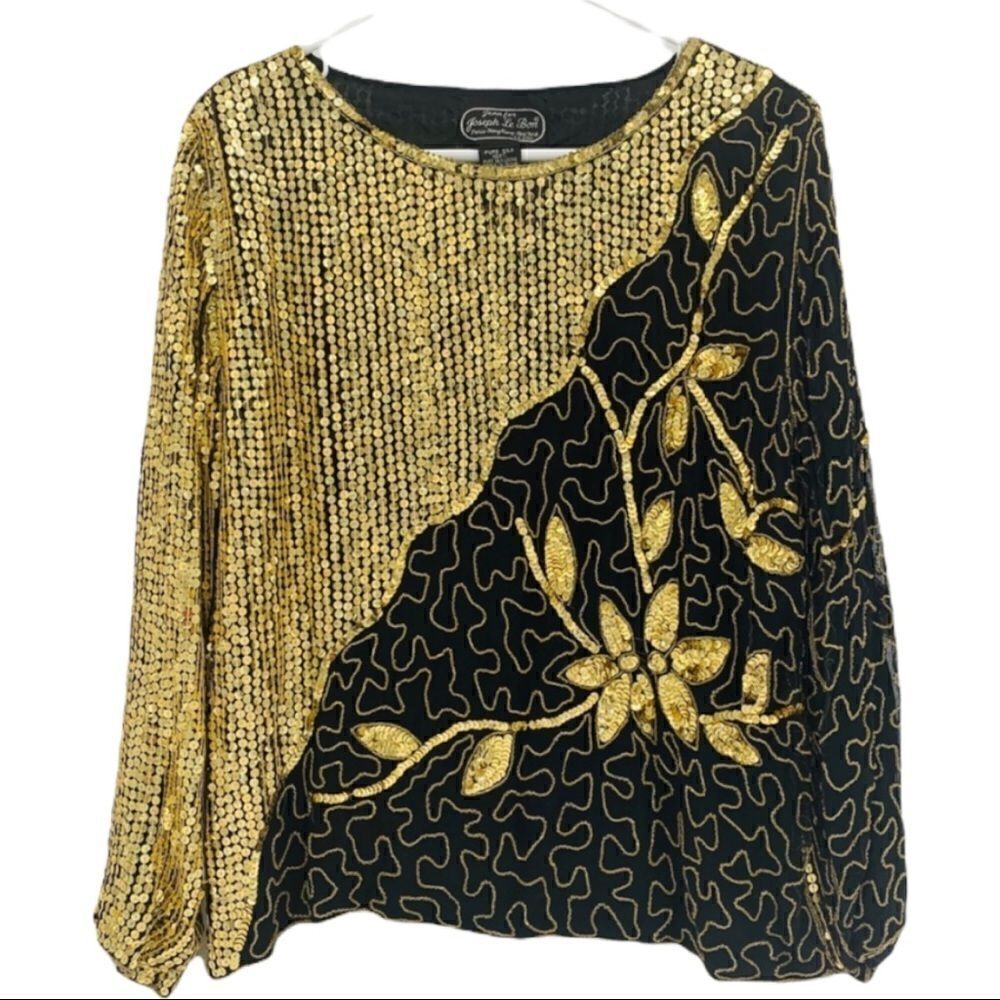 Jean for Joseph Le Bon Vintage 💯% Silk Gold Top LARGE